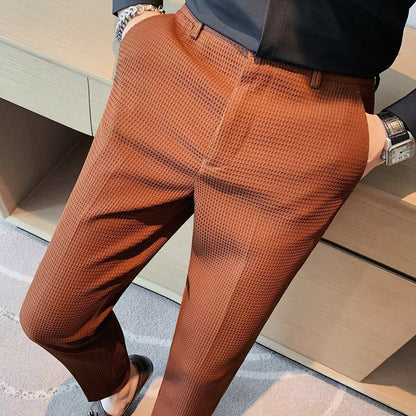 Oliver | Men Textured Slim Fit Dress Trousers