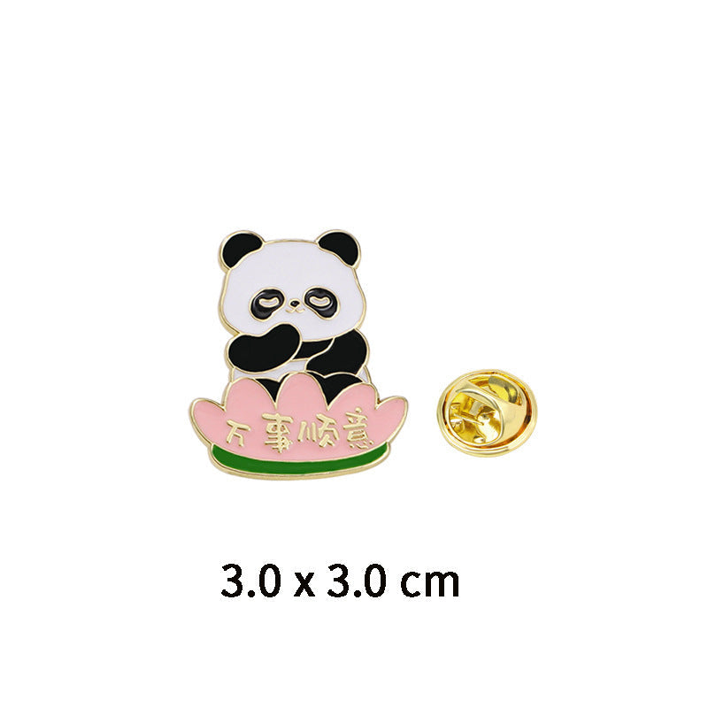 Panda Flower Brooch Cute Gift Badge Cartoon Brooches