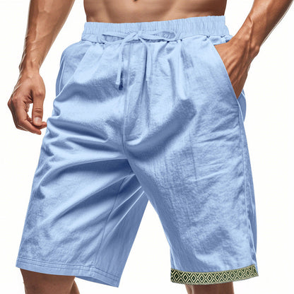 Men's Shorts – Loose Fit – Lightweight Linen – Adjustable Drawstring – Boho Hem Detail