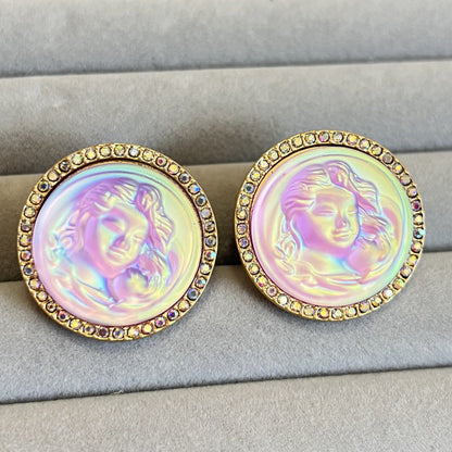 Gold Sweet Glass Angel Opal Brooch Necklaces