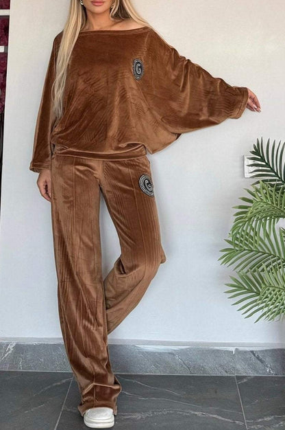 Elegant Loungewear-Sæt i Blødt Velour til Kvinder