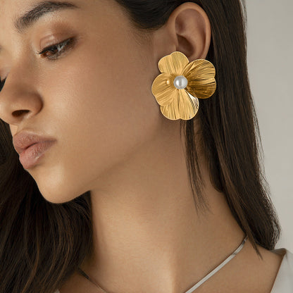 Leaf Flower Sweet Cool Wind Imitation Earrings