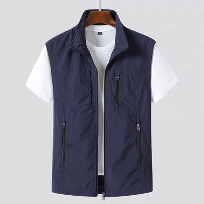 Men’s Lightweight Gilet Zip Front Utility Vest Casual Layer