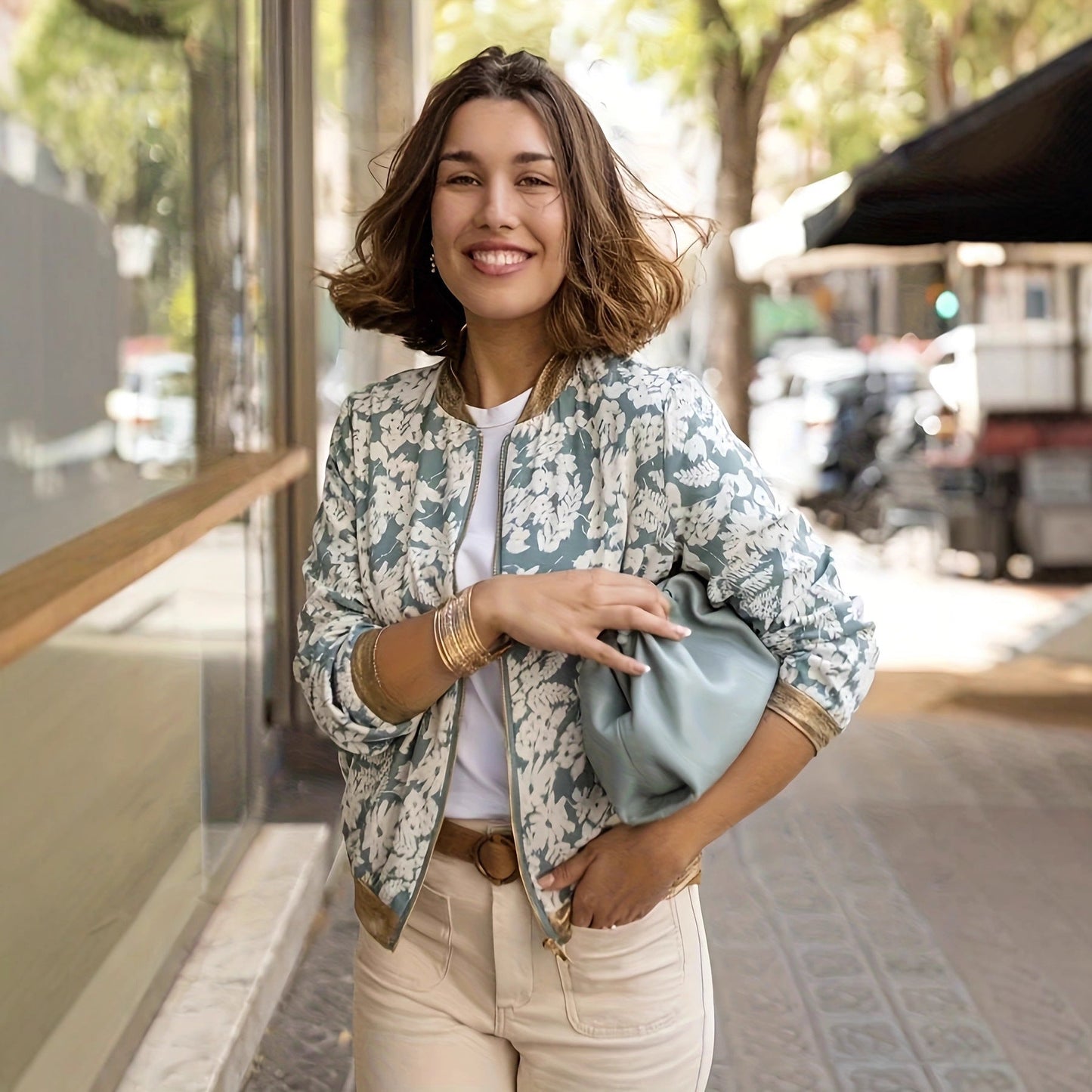 Womens Floral Bomber Jacket