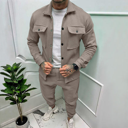 Men’s Suede Shirt Trousers Set 1+1 Free Offer – Casual Luxury Comfortable Breathable Stylish Smart Everyday Outfit Fit