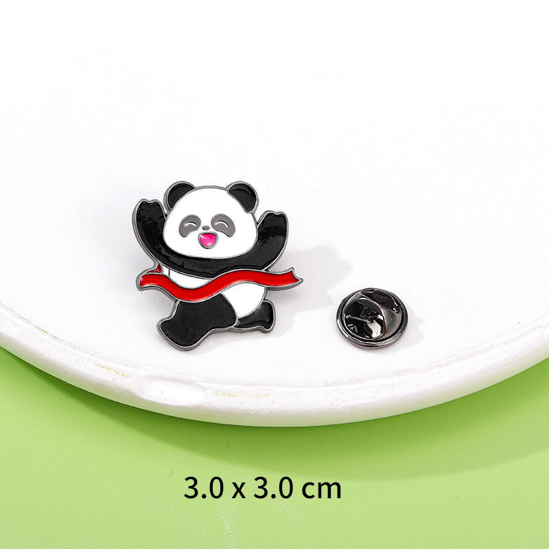 Panda Flower Brooch Cute Gift Badge Cartoon Brooches