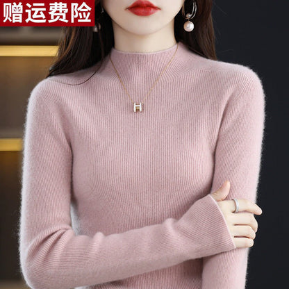 Bottoming Shirt Wool Sweater Women's Autumn and Winter Wool Half-turtleneck Inner Sweater Slim-fit