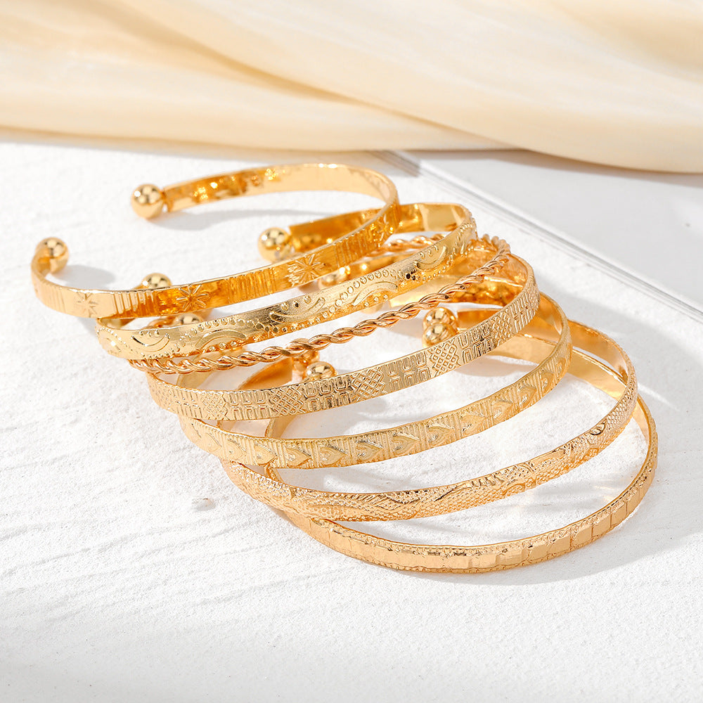 7pc Adjustable Textured Cuff Stack