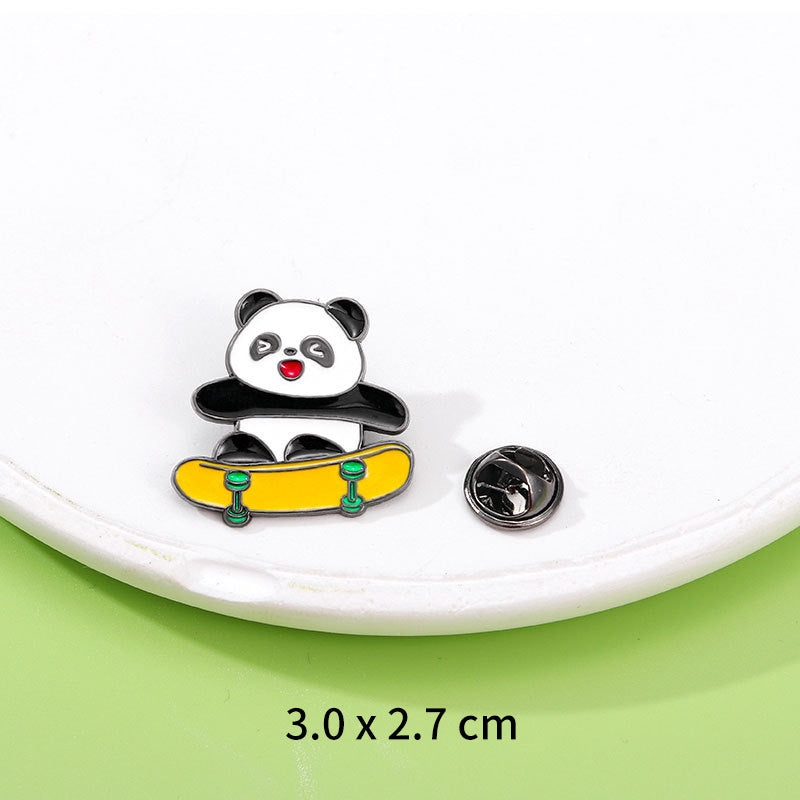 Panda Flower Brooch Cute Gift Badge Cartoon Brooches