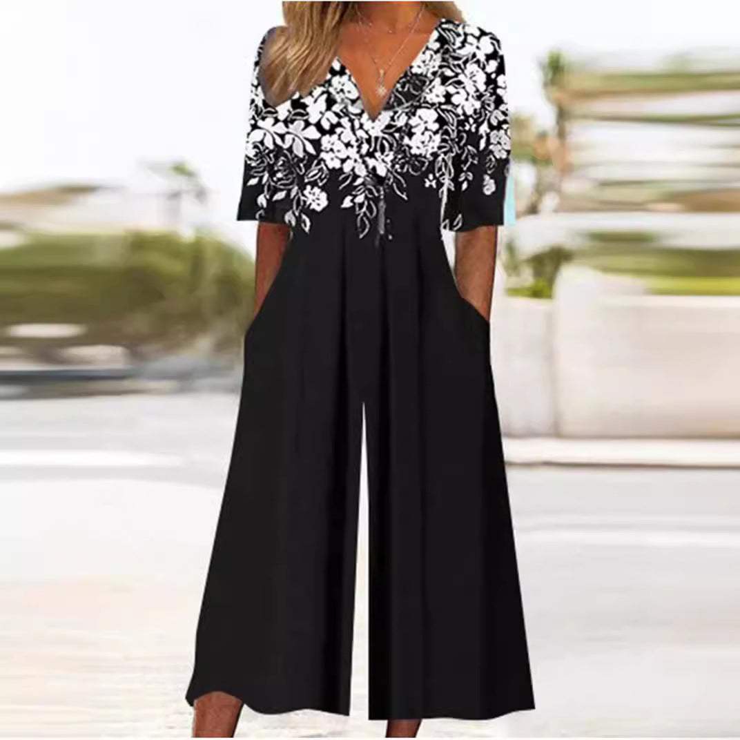 Luftiger & Stilvoller Damen Jumpsuit mit Weitem Bein – Elina