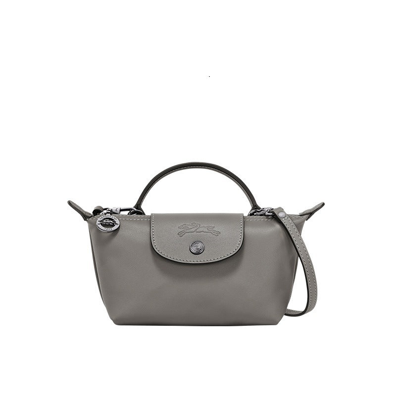 Mini Leather Tote Bag - Grey