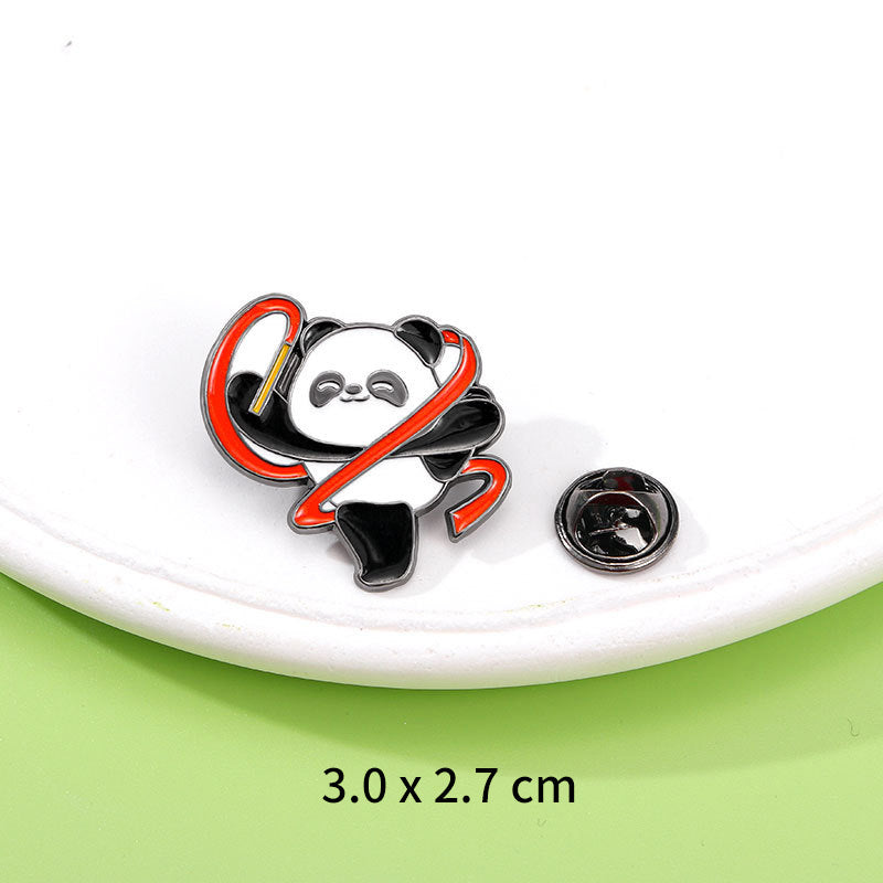 Panda Flower Brooch Cute Gift Badge Cartoon Brooches