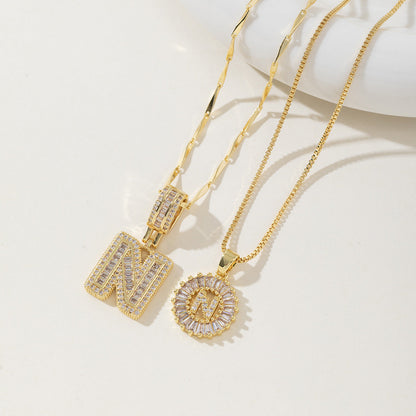 AISHA - Elegant 2-Pack Initial Pendant Necklaces