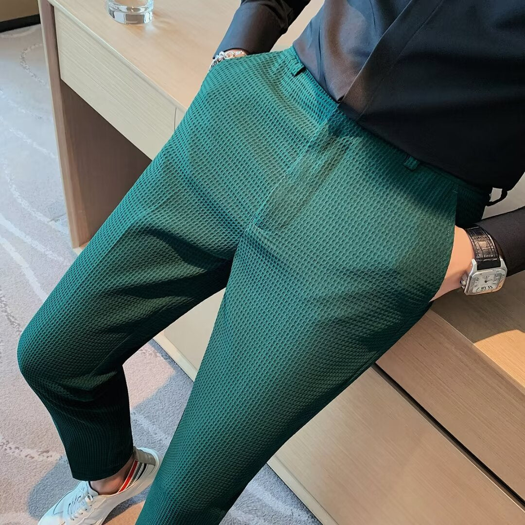 Oliver | Men Textured Slim Fit Dress Trousers