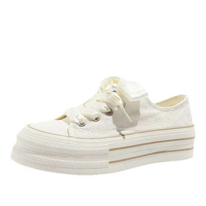 Helviana – Damen Plattform Sneaker Mit Satinschnürung
