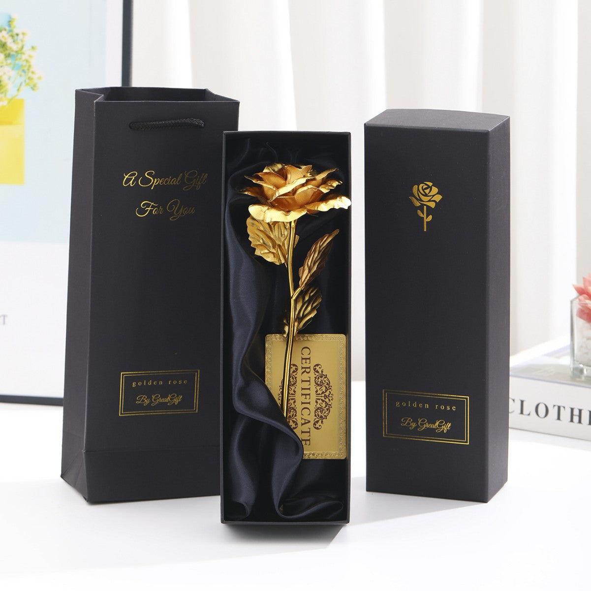 RoseLuxe – 24K Forgyldt Rose i Luksuriøs Gaveæske