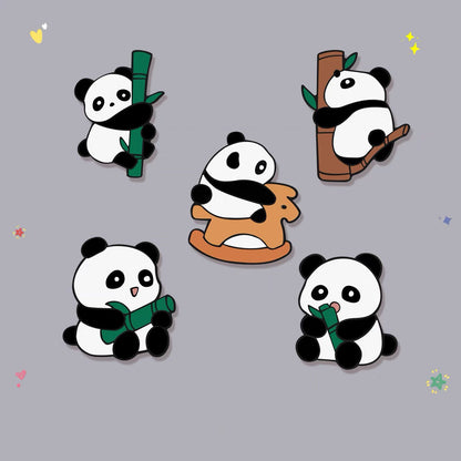 Panda Flower Brooch Cute Gift Badge Cartoon Brooches