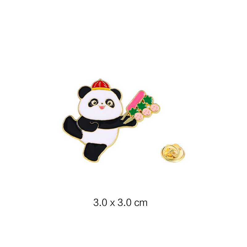 Panda Flower Brooch Cute Gift Badge Cartoon Brooches