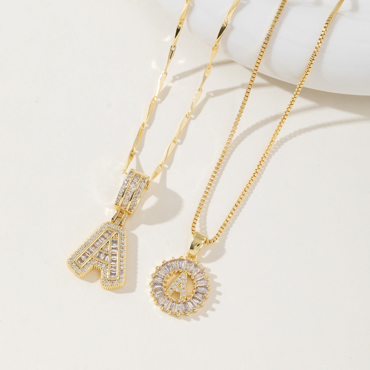 AISHA - Elegant 2-Pack Initial Pendant Necklaces