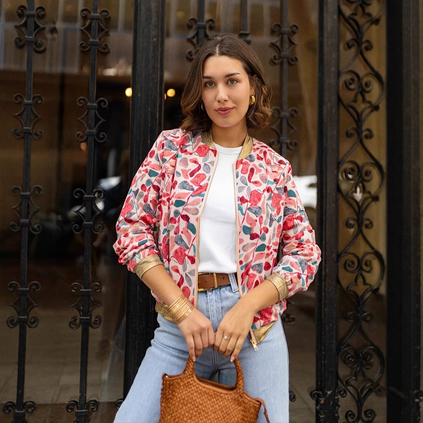 Womens Floral Bomber Jacket