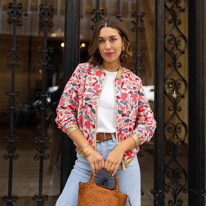 Womens Floral Bomber Jacket