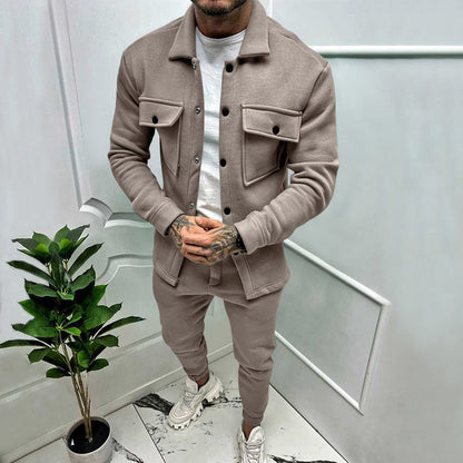 Men’s Suede Shirt Trousers Set 1+1 Free Offer – Casual Luxury Comfortable Breathable Stylish Smart Everyday Outfit Fit