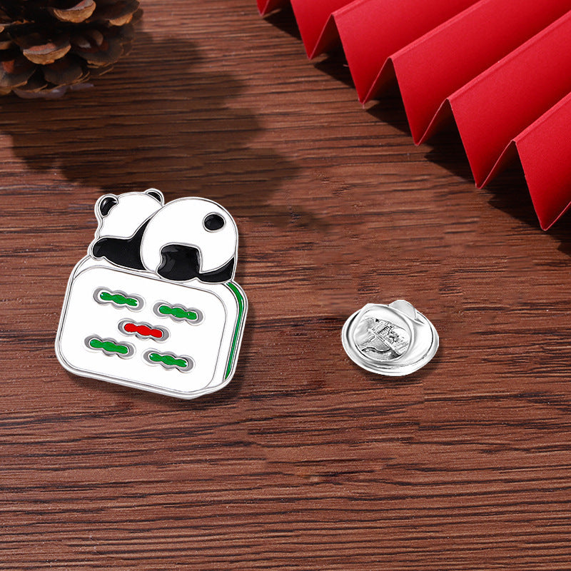 Panda Flower Brooch Cute Gift Badge Cartoon Brooches