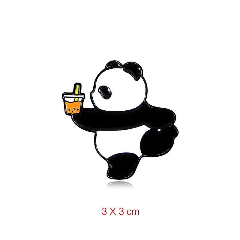 Panda Flower Brooch Cute Gift Badge Cartoon Brooches