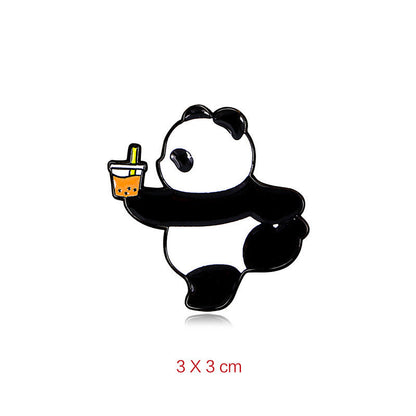 Panda Flower Brooch Cute Gift Badge Cartoon Brooches