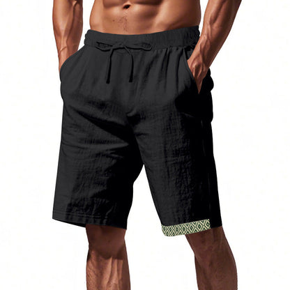 Men's Shorts – Loose Fit – Lightweight Linen – Adjustable Drawstring – Boho Hem Detail