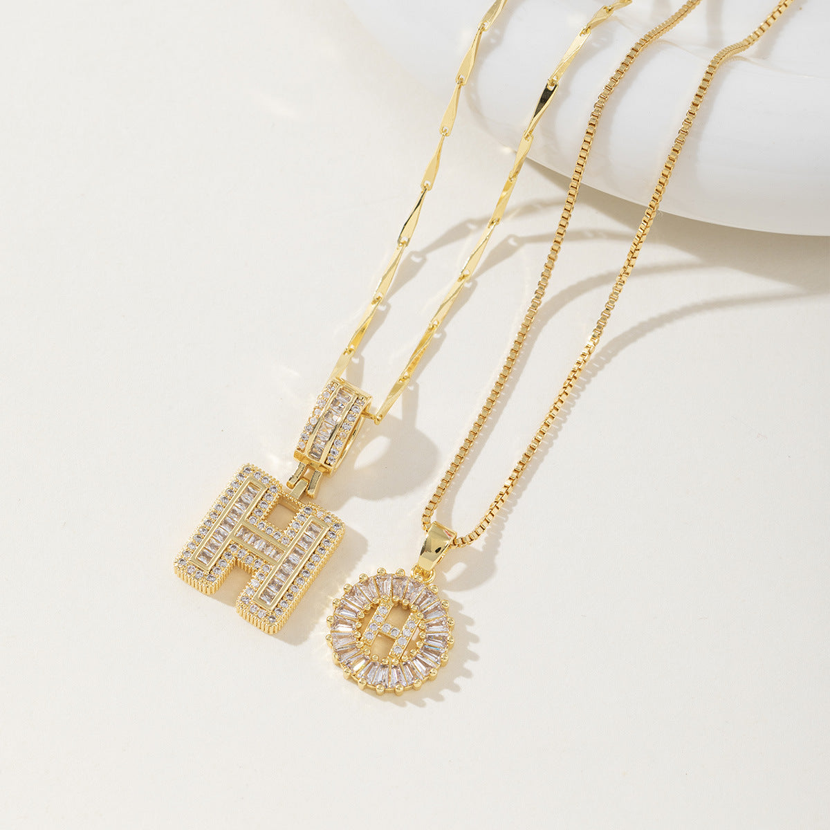 AISHA - Elegant 2-Pack Initial Pendant Necklaces