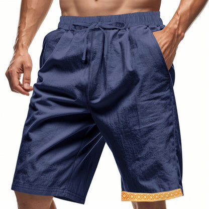Men's Shorts – Loose Fit – Lightweight Linen – Adjustable Drawstring – Boho Hem Detail