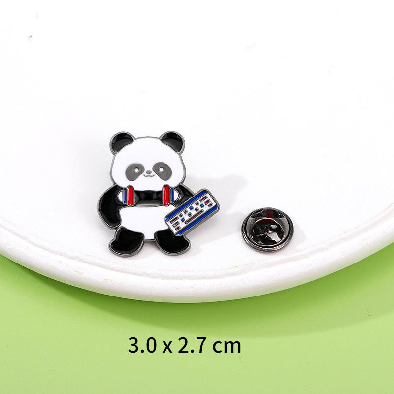 Panda Flower Brooch Cute Gift Badge Cartoon Brooches