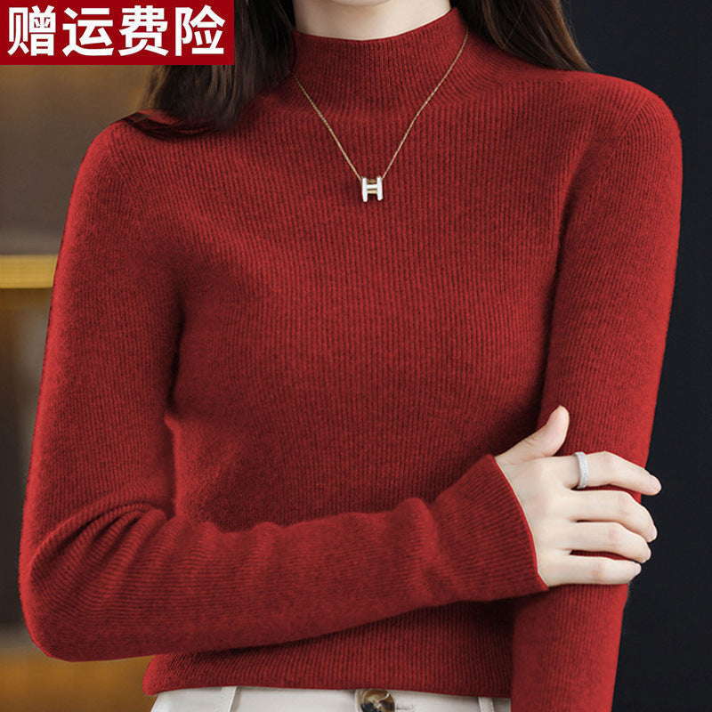 Bottoming Shirt Wool Sweater Women's Autumn and Winter Wool Half-turtleneck Inner Sweater Slim-fit