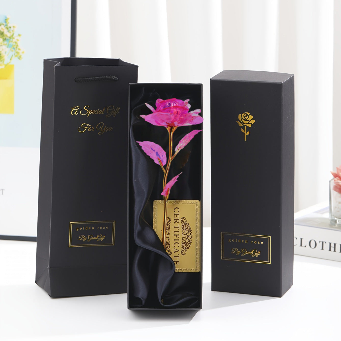 RoseLuxe – 24K Forgyldt Rose i Luksuriøs Gaveæske