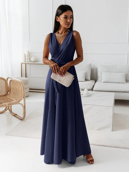 Damen Wickelkleid mit V-Ausschnitt | Maxi