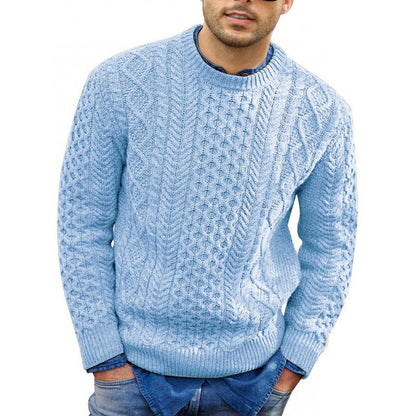Suéter de Hombre de Punto Trenzado con Cuello Redondo | Clásico de Invierno