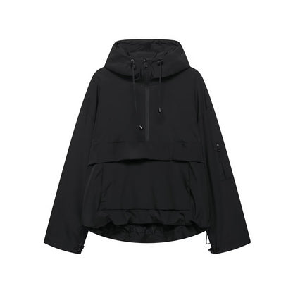 Women's Hooded Jacket with Front Zip and Pouch Pocket