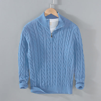 Ajax | Men Half-Zip Pullover z Cable Pattern