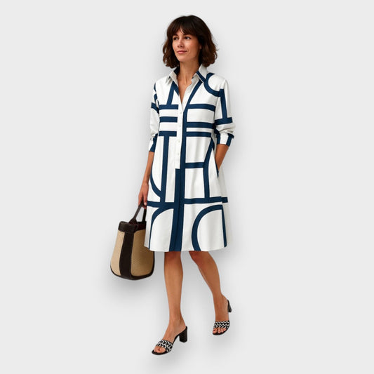 Helena - Vestido Midi Geométrico