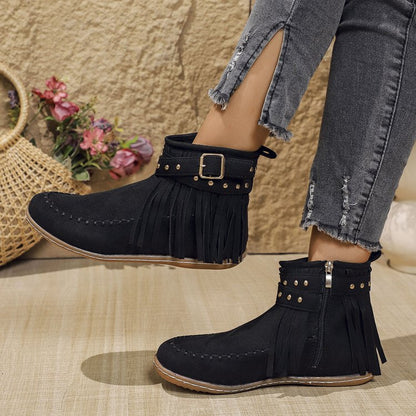 Sierra | Stylish Cowboy Ankle Boots with Side Zip | Women’s Western Ankle Boots