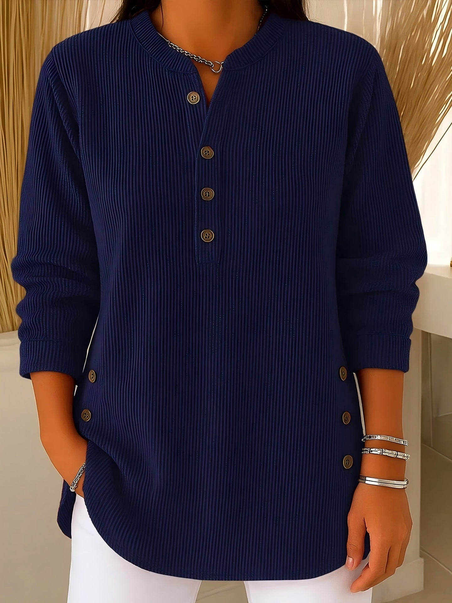 Cove - Textured Henley Tunic Top