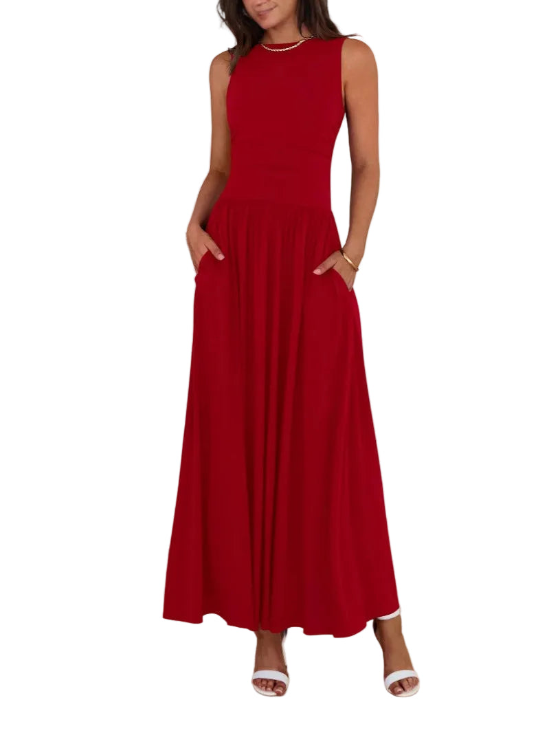 MEGAN™- Chic Sleeveless Ruched High-Waisted Maxi Dress