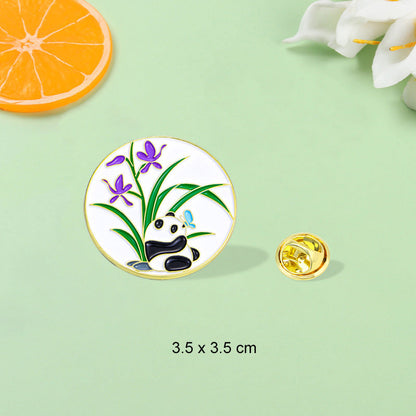 Panda Flower Brooch Cute Gift Badge Cartoon Brooches