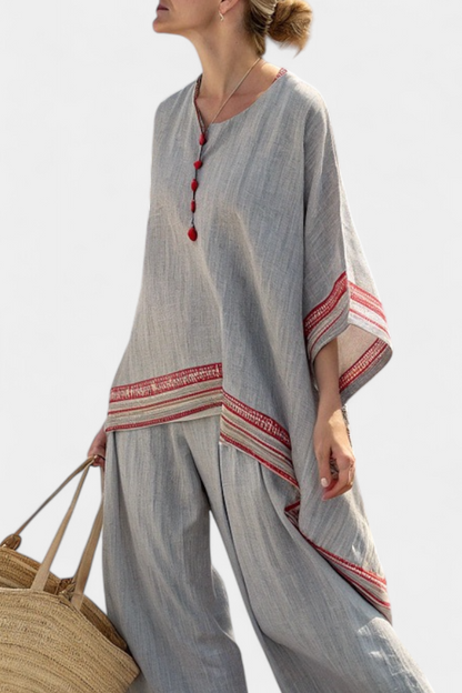 Ruby | Anspruchsvolle asymmetrische Bluse & Ethnische weite Hose