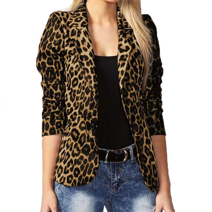Damska elegancka marynarka w leopardzie wzory z taliowanym krojem Heidi-Mode