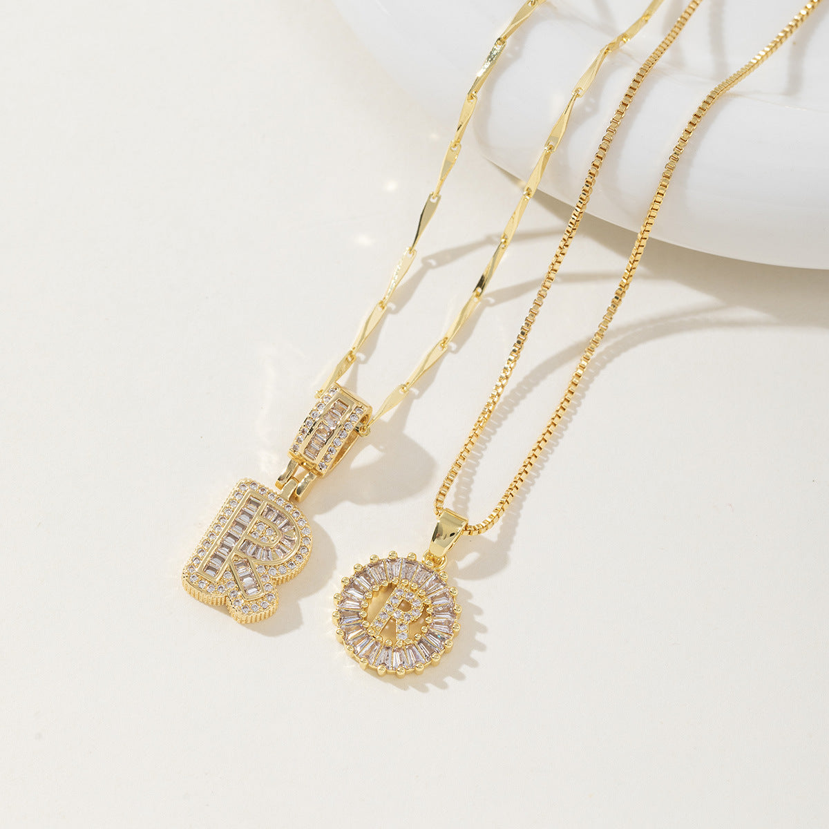 AISHA - Elegant 2-Pack Initial Pendant Necklaces
