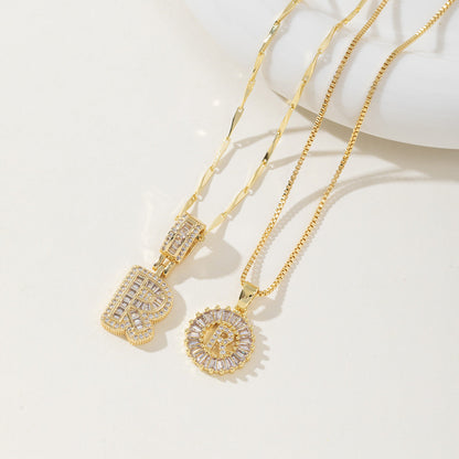 AISHA - Elegant 2-Pack Initial Pendant Necklaces