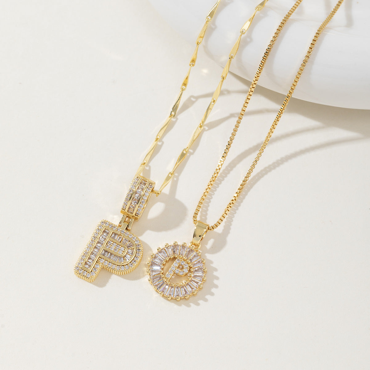 AISHA - Elegant 2-Pack Initial Pendant Necklaces