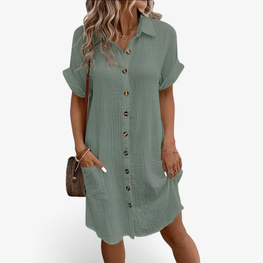 Robe femme boutonnée devant longueur genou